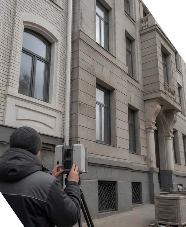 Лазерное сканирование фасадов зданий для обследования в Гукове
